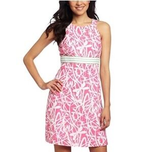 Lilly Pulitzer Pink Dragonfly Print Halter Shift Dress Cut Out Back Size 4
